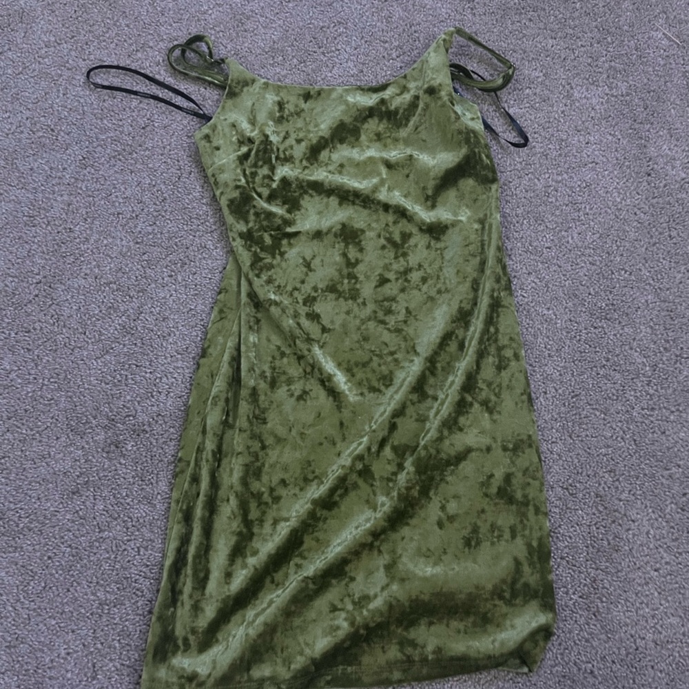 Forever 21 Olive Green Velvet Mini Dress